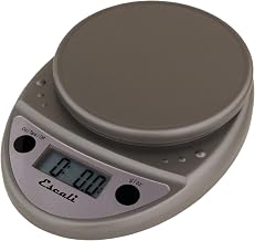 "Escali Primo Digital Kitchen Scale –SCDG11M Digital Food Scale Grams and Ounces for Cooking, Baking, Restaurants, Compact Design, Battery Operated, Removable Platform, 11lb/5kg, Metallic Gray"