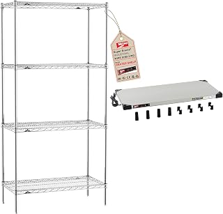 Metro Super Erecta 5-Shelf Takeout Station Shelving Unit - Includes 1 Stainless Steel Heated Warming Shelf, 4 Chrome Wire Shelves, 74” Chrome Posts - 18"W x 36"L x 74.5"H - 120V, 400W - NSF, UL Listed