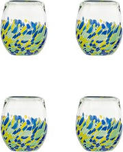10 Strawberry Street Mazatlan Mexican Glassware, Stemless Wine Glass, Set of 4