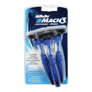 Mach3 Men's Disposable Razors by Gillette – 3 Count (Pack of 1), Plastic, White, Model 047400044722