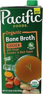 Pacific Foods Organic Chicken Bone Broth with Ginger & Turmeric, 32 Oz