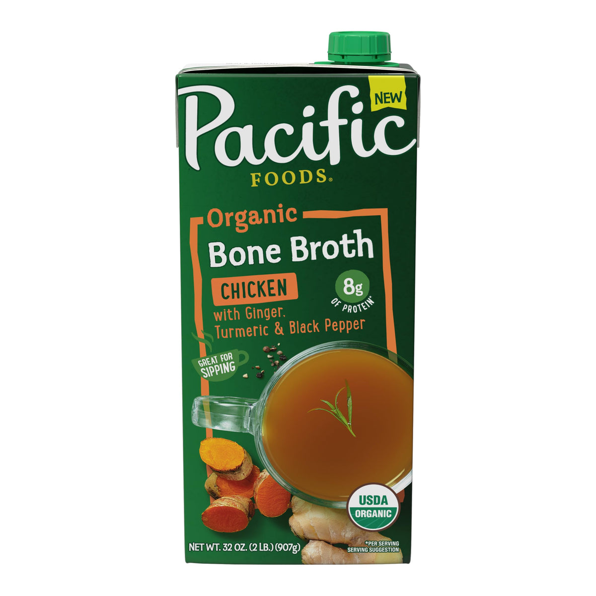Organic Turmeric Ginger Black Pepper Bone Broth by Pacific Foods – 32 Ounce (Pack of 1)