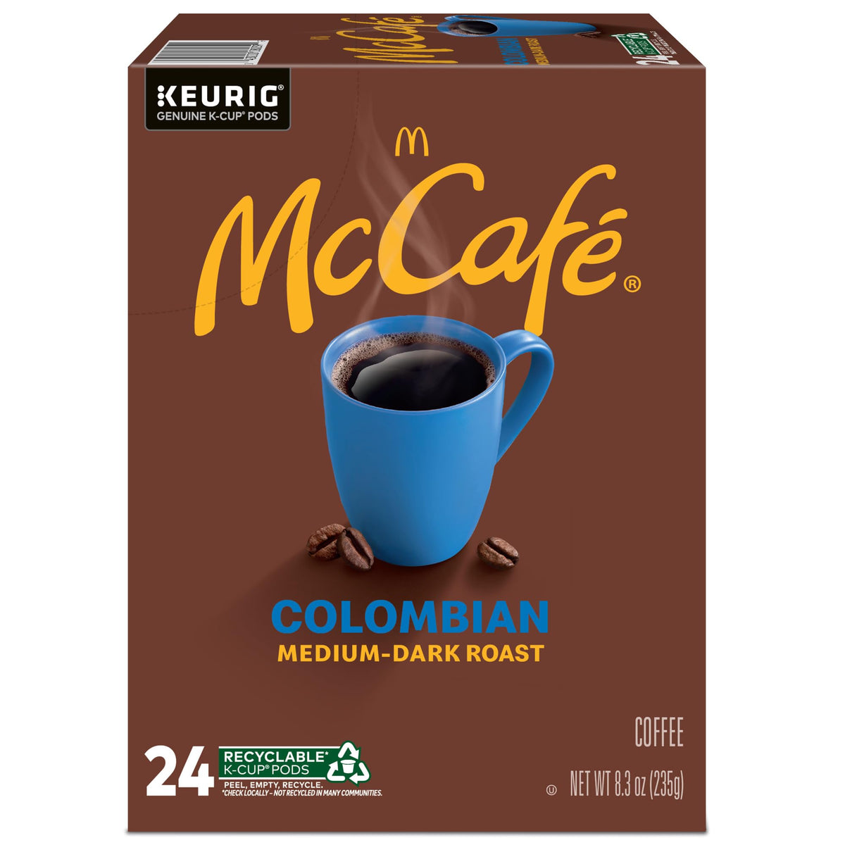 Colombian, Single Serve Coffee Keurig K-Cup Pods, Medium Roast, 96 Count (8 Packs of 24) by McCafe – 24 Count (Pack of 8), Pack of 8, Model 10043000080396