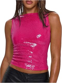 Women's Sparkly Sequin Tank Tops Going Out Rave Tops