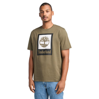 Men's Stack Logo Colored Short Sleeve Tee by Timberland – Cotton, Leaf Green