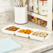 US Acrylic Divided Serving Tray Set, 15 x 5 Inches, White
