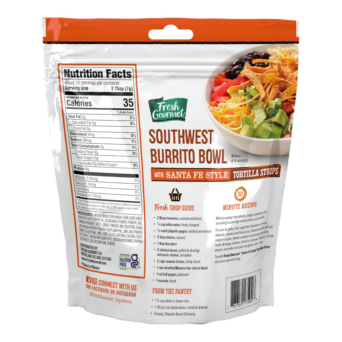 Santa Fe Tortilla Strips by Fresh Gourmet – 3.5 Ounce (Pack of 9), Santa Fe Style, Pack of 9