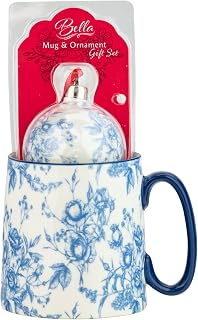10 Strawberry Street Bella Holiday Mug Gift Set, Blue Toile