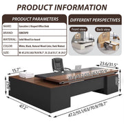 L Shaped Executive Desk with Drawers by PLMOKN – W 74.8*D 31.5*H 29.5", Wood, H, Model BGZ-HGH4-220