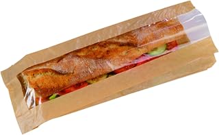 PacknWood 210SANDB34F KraftPaper Sandwich Bag with Window, 4.75" x 1.57" x 13.4" (Case of 1000)