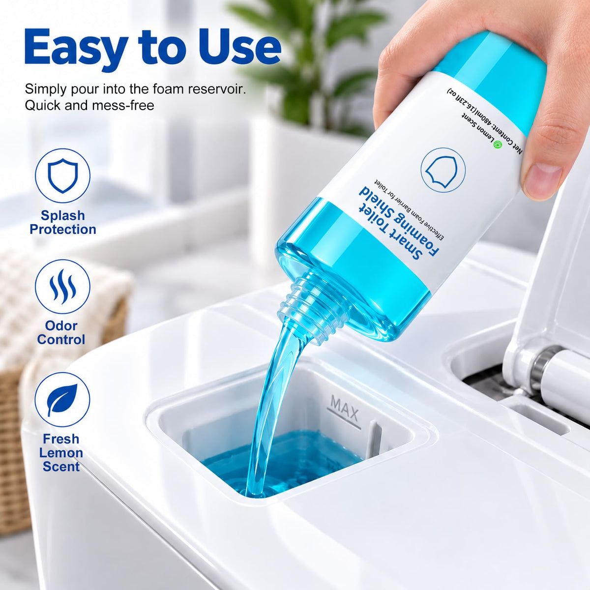 Smart Toilet Foam Shield 480ml 2 Pack by DAGREM U – 8.12 Fl Oz (Pack of 2), Model HZT8101432