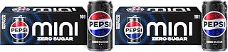 Pepsi Zero Sugar Soda, 7.5 Ounce Mini Cans, (Two packs of 10) (Packaging May Vary)