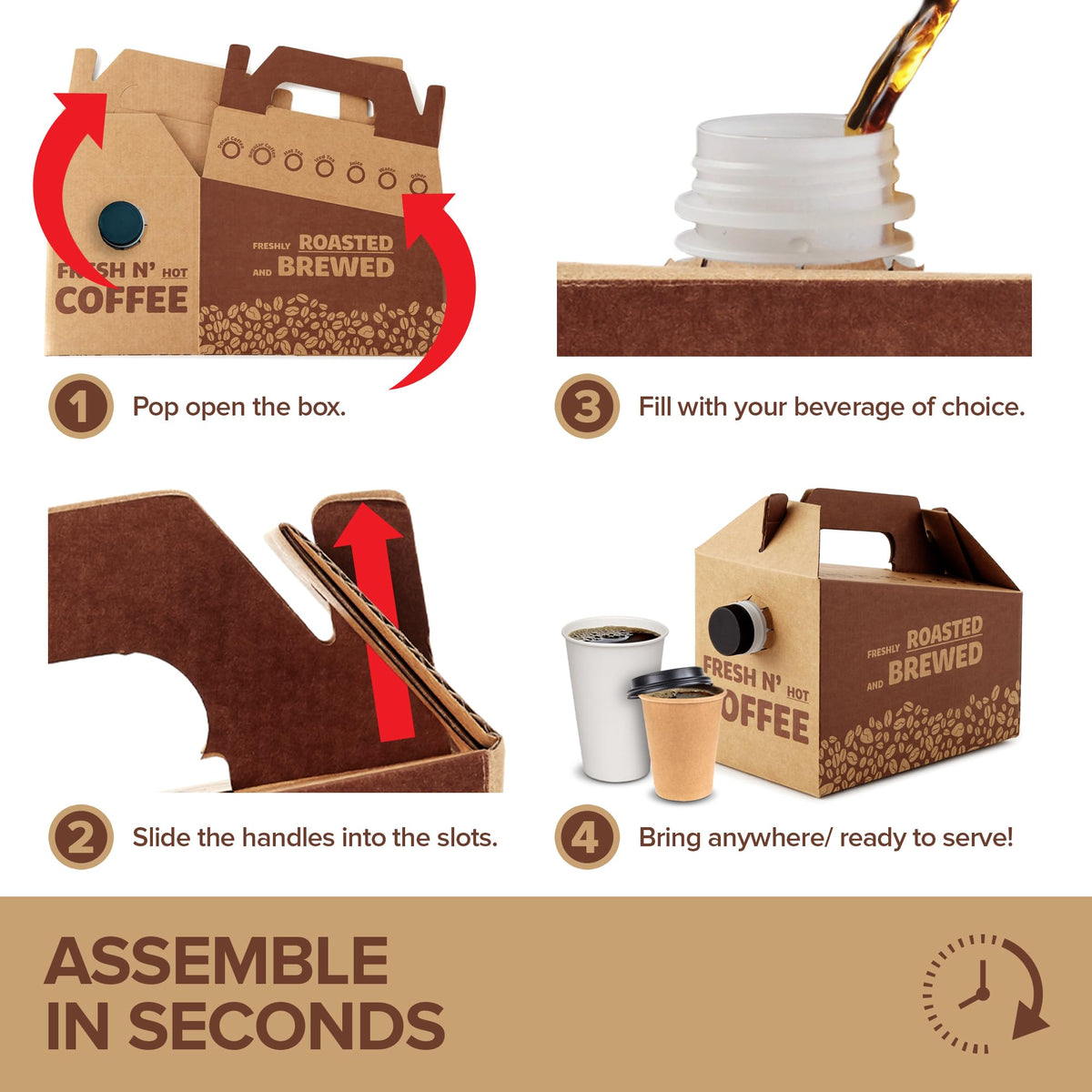 Stock Your Home 10 / 96 oz Pack of 10 / Brown Boxes
