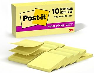 Post-it Super Sticky Pop-up Notes, 3x3 in, 10 Pads, 2X The Sticking Power, Canary Yellow, Recyclable (R330-10SSCY) (Pack of 12)