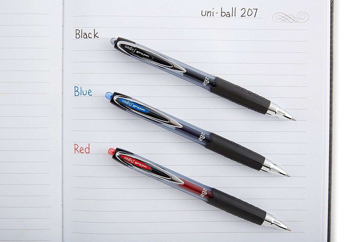 Signo Gel 207 Rollerball Pens by Uni-Ball – 1 Count (Pack of 6), Stainless Steel, Red