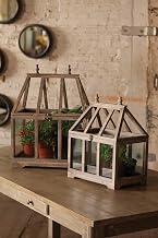 KALALOU Set of Wood and Glass Terrariums Décor, One Size, Brown