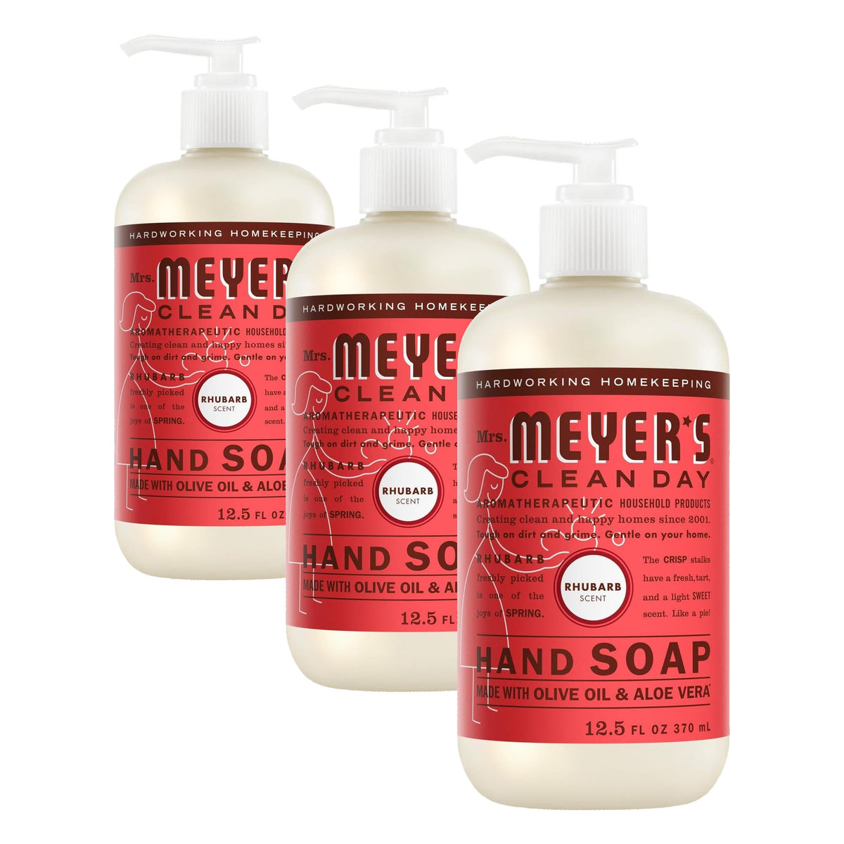 Mrs. MEYER'S Rhubarb(Pack of 3) / 12.5 Fl Oz (Pack of 3) / Rhubarb Hand Wash