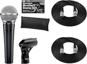 Shure SM58-LC Cardioid Dynamic Vocal Microphone + Extra Two (2) XLR Cables Bundle