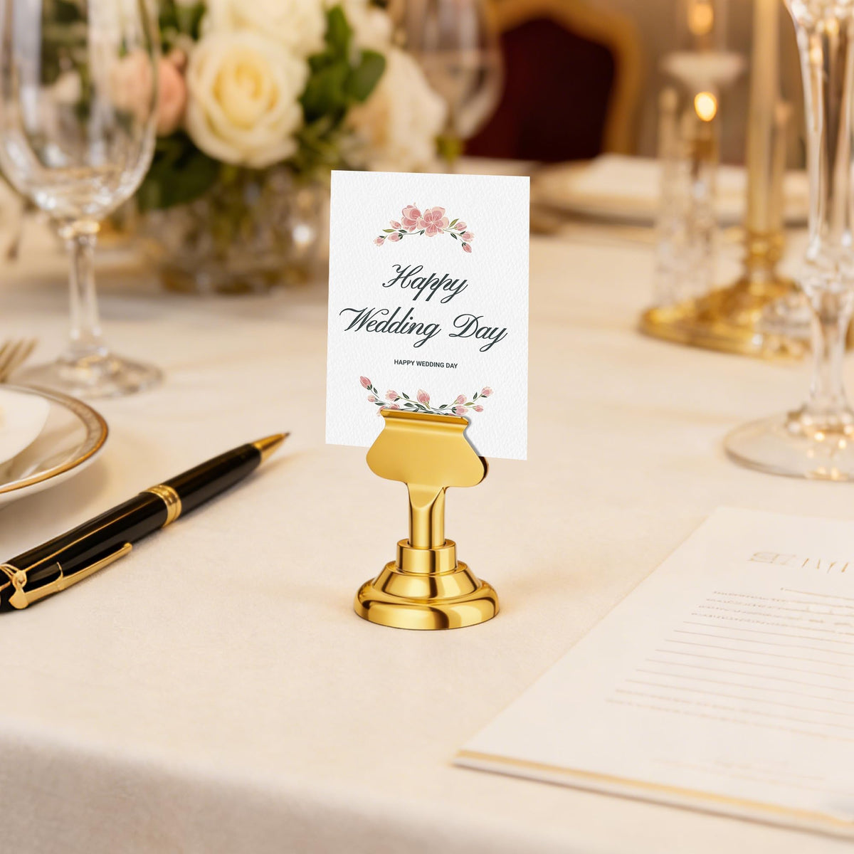Urban Deco Place Card Holders, 1.7 Inch Steel, Gold 16 Pack