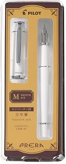 PILOT Prera Fountain Pen, Medium Nib, Off White (P-FPR-1-OW-M), Includes CON-40 Converter