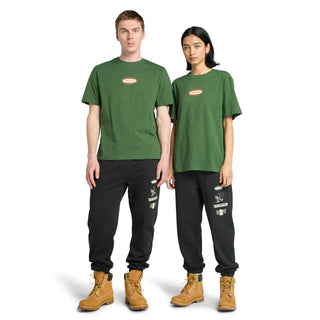 Men's Short Sleeve Front and Back Graphic Tee by Timberland – Cotton, Black Forest Green