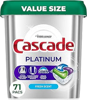 Cascade Platinum Dishwasher Pods, Dishwasher Detergent, Dish Detergent Soap, Fresh, 71 count