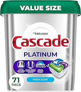 Cascade Platinum Dishwasher Pods, Dishwasher Detergent, Dish Detergent Soap, Fresh, 71 count