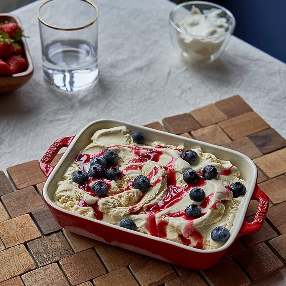 Ceramic Rectangular Baking Dish 13 x 9-inch Cherry Red by STAUB – 13 x 9-inch, 4500 cubic_centimeters, Ceramic, Red, Model RSTC512