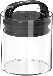 Prepara Evak Fresh Saver Airtight Plastic Container, Small (4” x 3.75”, 1.8 Cups), BPA-Free Food Storage Canister Vacuum Sealed Lid Handle, Odor Resistant, Ideal for Coffee Beans & Dry Goods | Shatterproof BPA-Free Airless Food Storage Canister, Odor Resistant, Ideal for Dry Staples