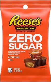 Reese's Zero Sugar Miniatures Chocolate Peanut Butter Cups, Candy Bags, 3 oz (12 Count)
