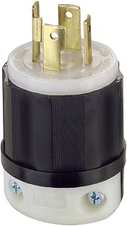 Leviton 30 Amp, 125/250 Volt, NEMA L14-30P, 3P, 4W, Locking Plug, Industrial Grade, Grounding, 2711, Black-White