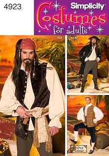 Simplicity 4923 Pirate Costume for Adult Men by Andrea Schewe, Sizes BB (L-XL)