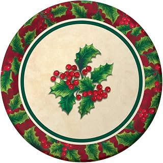 Creative Converting 8 Count Sturdy Style Paper Dessert Plates, 7", Boughs Of Holly