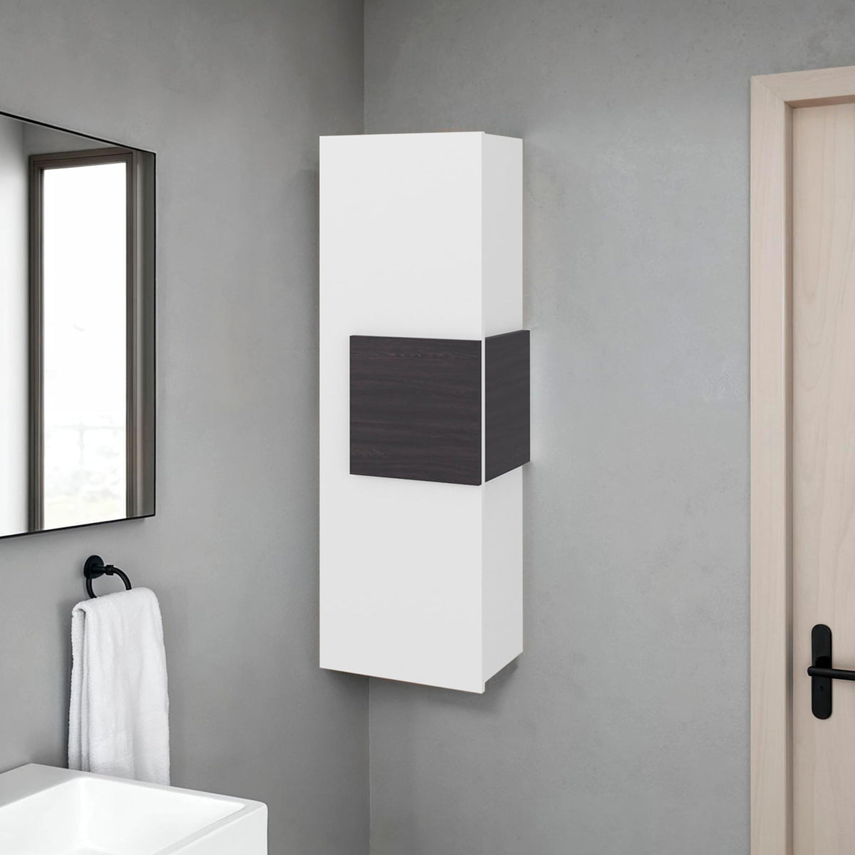13" Elliott Medicine 38" H Single Door Cabinet by DEPOT E-SHOP – Engineered Wood, White, Model DE-MBW13345