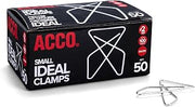 ACCO Brands ACCO Ideal Butterfly Paper Clamps, Steel Wire, Small 1.5 Inch Size, 100 Sheet Capacity, Silver, 50 Clamps per Box (A7072620)