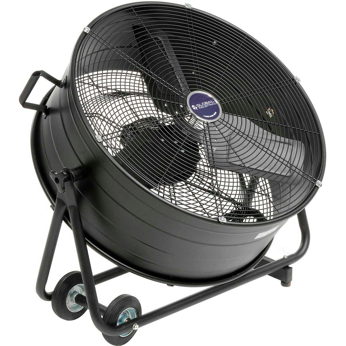 24" Diameter Portable Tilt Drum Blower Fan by Global Industrial – 13.25"L x 30"W x 30.5"H, Alloy Steel, Black, Model MI0820R