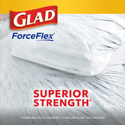 CLO78564 - ForceFlex Tall Kitchen Drawstring Trash Bags by Glad – 120 Count (Pack of 1), 13.0 gallons, Plastic, White