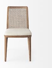 Mercana Clara Brown Wood W/Cream Fabric Seat Armless Dining Chair