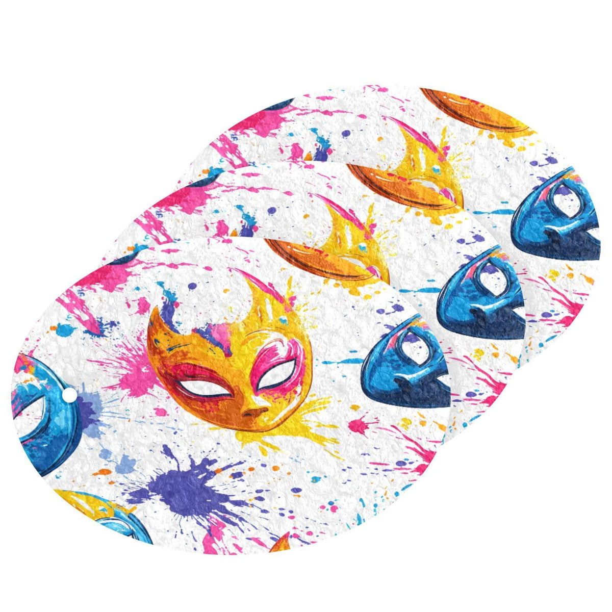 Carnival Masks and Colorful Splashes Scrub Sponge 3 Pack by Takiito – One Size, Cotton, A, Pack of 3, Model g399225678p824c879s1922