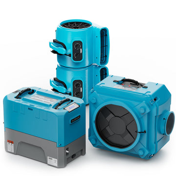 Water Damage/Flood Restore Pack with Commercial Dehumidifier by ALORAIR – teal, Pack of 4, Model Storm LGR Extreme