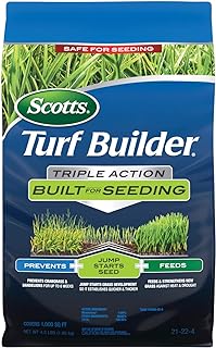 Scotts Turf Builder Triple Action Built for Seeding, 4.3 lbs. | Weed Preventer and Fertilizer for New Lawns, Covers 1,000 sq. ft.