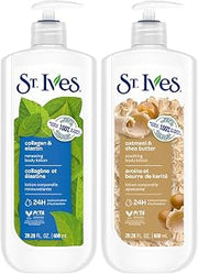 St. Ives Body Lotion Variety 2-Pack – Renewing Collagen & Elastin + Oatmeal & Shea Butter, 24H Hydration, Cruelty-Free Skin Care, 20.28 Oz Ea