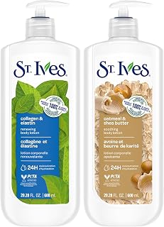 St. Ives Body Lotion Variety 2-Pack – Renewing Collagen & Elastin + Oatmeal & Shea Butter, 24H Hydration, Cruelty-Free Skin Care, 20.28 Oz Ea