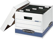 Bankers Box Hang'N'Stor™ Medium-Duty Storage Boxes With Locking Lift-Off Lids And Built-In Handles, Letter Size, 15" x