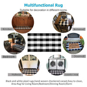 Seeksee Buffalo Check Outdoor Rug, 27.5 x 43 Inches, Black and White