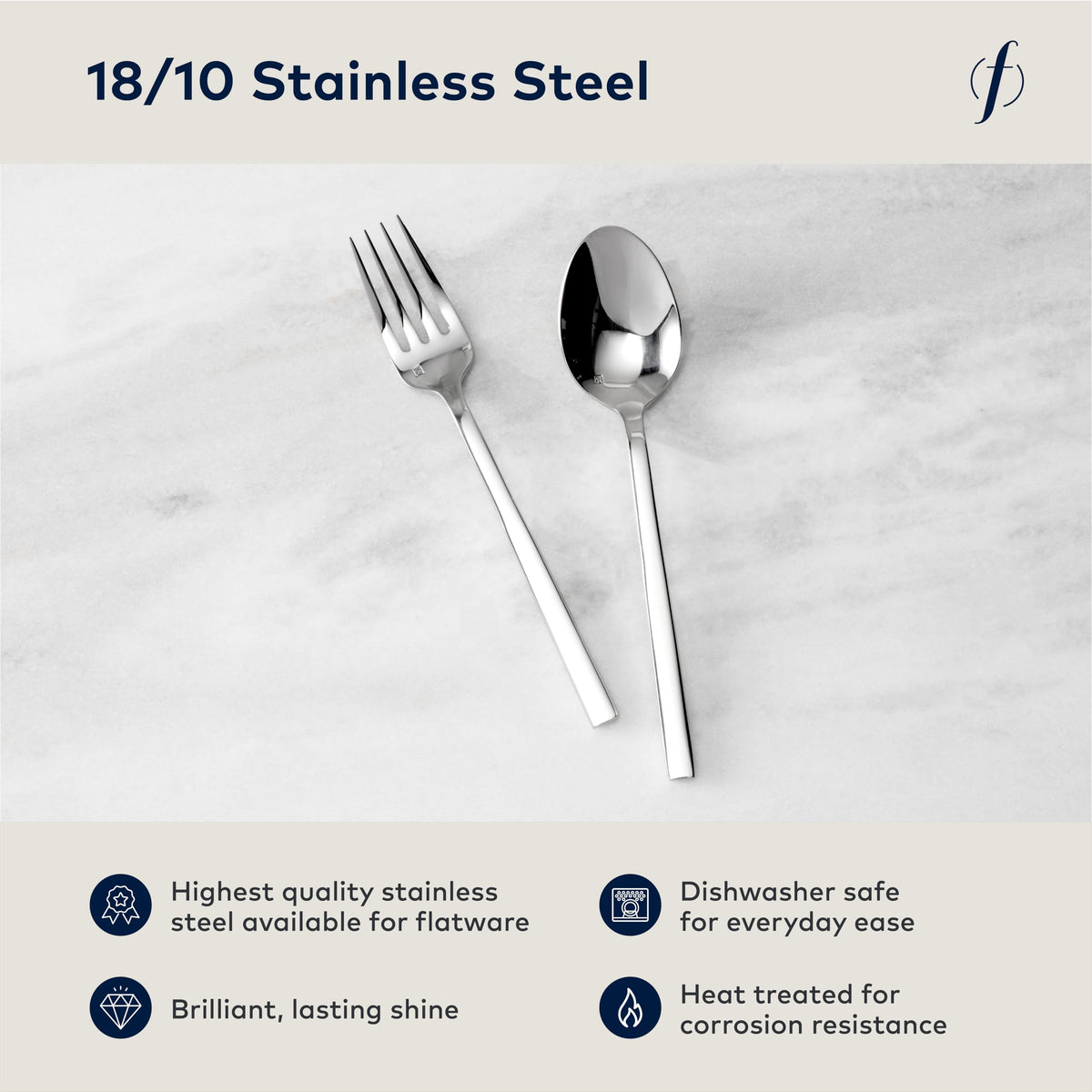 Arezzo 18/10 Stainless Steel Flatware by Fortessa – 2 Piece Serving Set, Stainless Steel, Silver, Model 2PPS-165-05