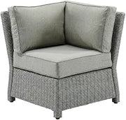 Bradenton Gray Wicker Sectional Corner Chair Outdoor Furniture Sets, Weatherproof Design, Comfortable Seat, Sturdy Frame, Modern Patio Style
