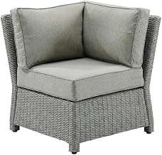 Bradenton Gray Wicker Sectional Corner Chair Outdoor Furniture Sets, Weatherproof Design, Comfortable Seat, Sturdy Frame, Modern Patio Style