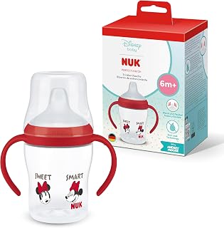 NUK Perfect Match Learner Bottle | 6+ Months | 150ml | Leakproof Drinking Cup Toddler Bottle | Non-slip Handles | Minnie Mouse | 1 Piece