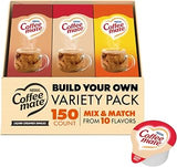 Nestle Coffee mate Creamer Singles Mix & Match Variety Pack, Non Dairy, No Refrigeration, 0.375 fl oz Tubs, 150 Count (Pack of 50 Per Flavor)